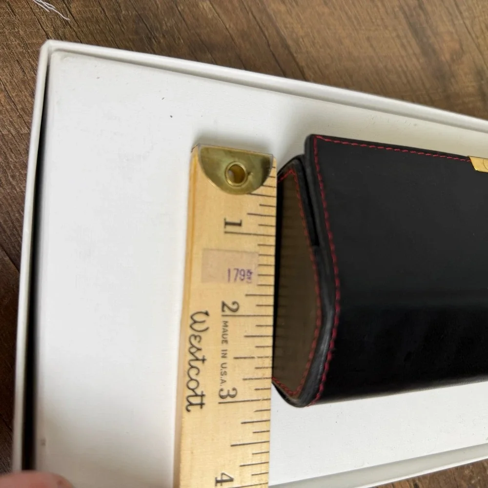Valentino Les Lunettes Black Leather Eyeglass Case Gold Hardware Made in Italy - Picture 10 of 13